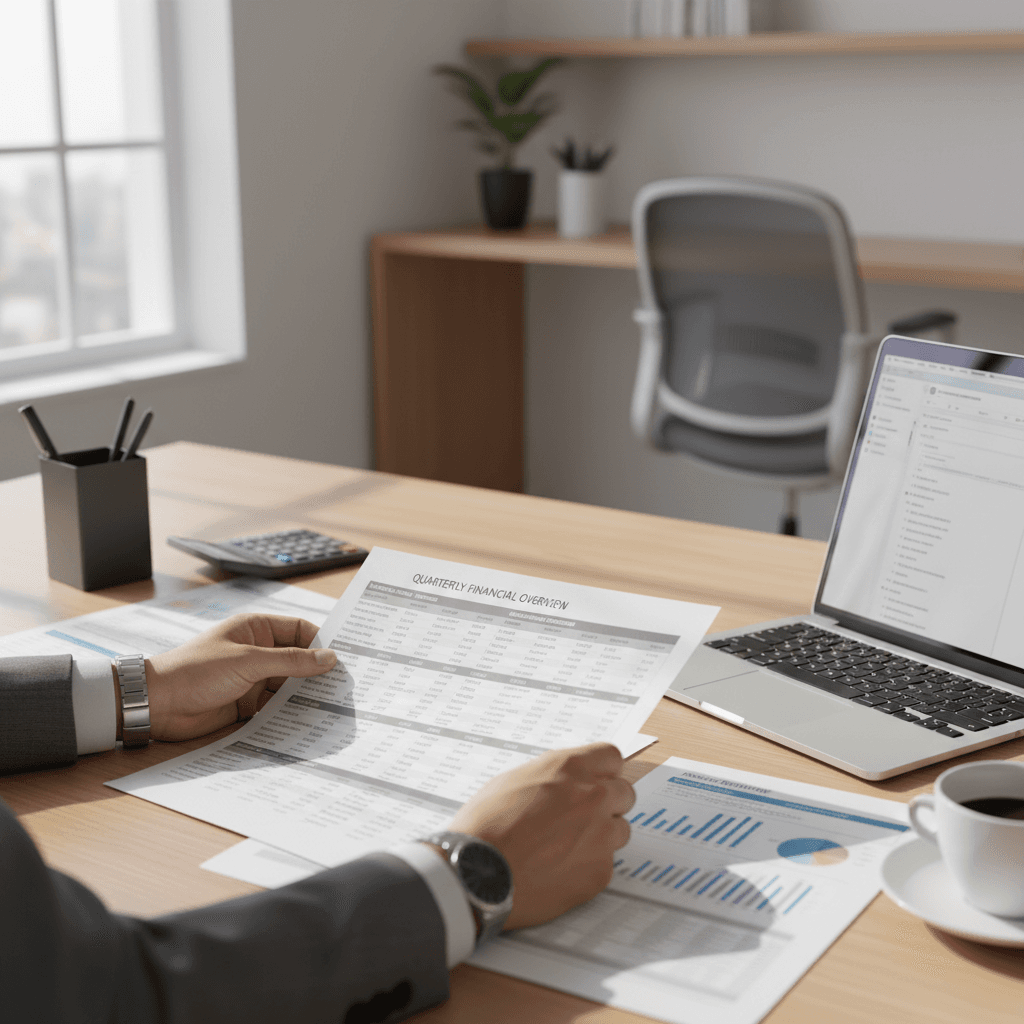 Bookkeeping records on laptop screen