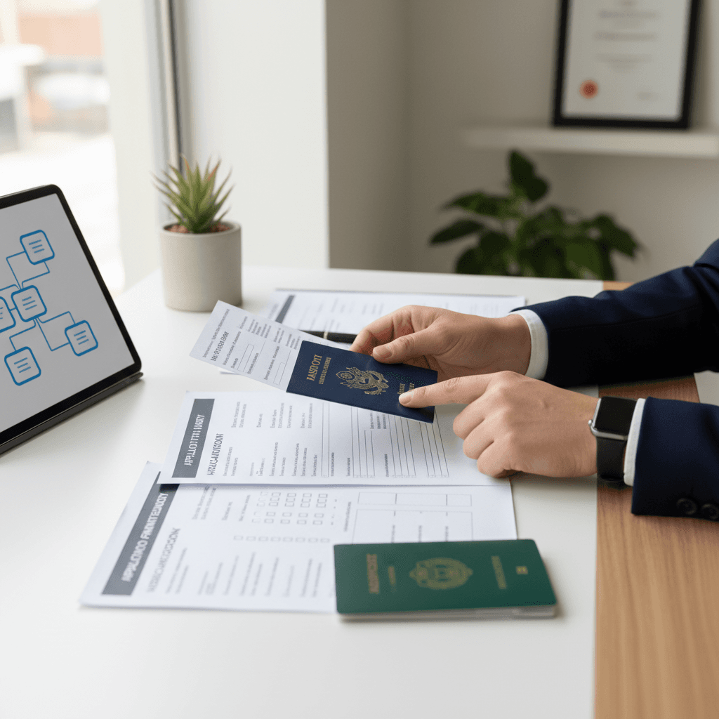 Immigration paperwork being processed